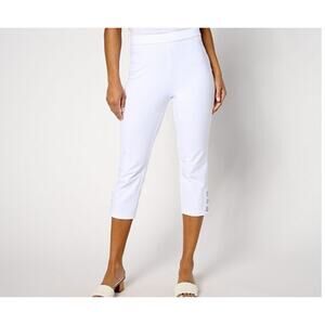 Susan Graver PS White Weekend Premium Stretch Slim Capri Slim Pant A647461 NWOTT